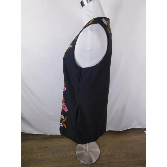 Embroidered Black Boho Dress Sleeveless V Neck Festival M - Picture 6 of 12